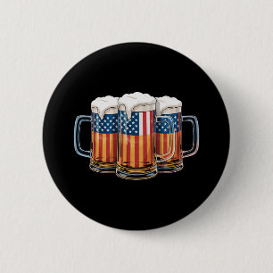 アメリカ国旗 ビール 7月4日 アメリカン ドリンク USA 缶バッジ