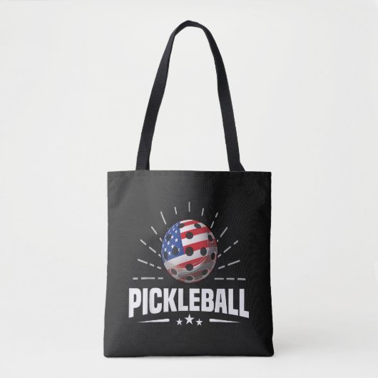 アメリカ国旗　ピクルボールプレイヤー トートバッグ (正面)
