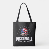 アメリカ国旗　ピクルボールプレイヤー トートバッグ (裏面)