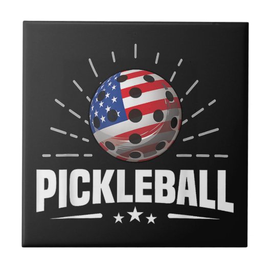 アメリカ国旗 ピックルボールプレイヤー タイル (正面)