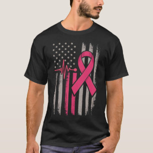 アメリカ国旗 ピンクリボン 乳がん 悲嘆 Tシャツ