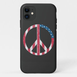 アメリカ国旗 ピースサイン ビンテージ 赤白青 iPhone 11 ケース