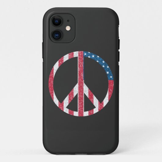 アメリカ国旗 ピースサイン ビンテージ 赤白青 Case-Mate iPhoneケース (裏面)