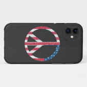 アメリカ国旗 ピースサイン ビンテージ 赤白青 Case-Mate iPhoneケース (裏面(横))