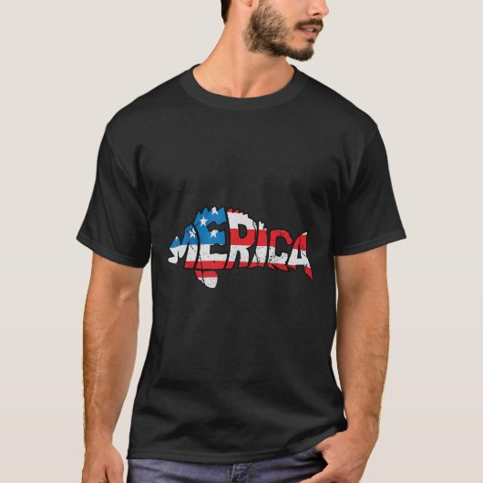 アメリカ国旗 フィッシング好き 釣り人 ジョーク 釣り Tシャツ (正面)