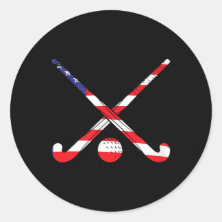 アメリカ国旗 フィールドホッケー 愛国者 USA スポーツ プレー ラウンドシール
