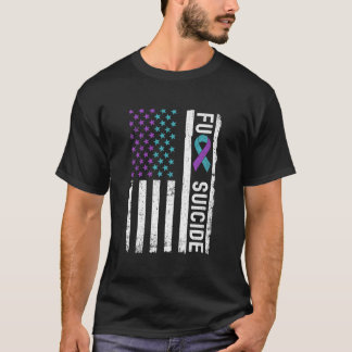 アメリカ国旗 フラッグリボン 自殺防止 アウェアネス フラッグデザイン Tシャツ