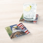 アメリカ国旗 フリーダム イーグル モチベーション インスピレーション ガラスコースター (アングル)