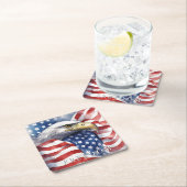 アメリカ国旗 フリーダム イーグル モチベーション インスピレーション スクエアペーパーコースター (インサイチュ)