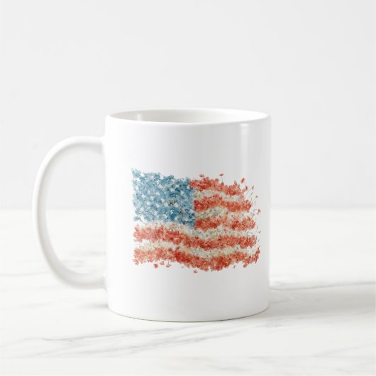 アメリカ国旗 フローラル USAフラグ コーヒーマグカップ (左)