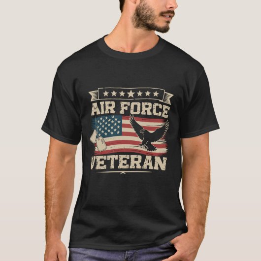 アメリカ国旗 ベテラン米国空軍 フラグ Tシャツ (正面)