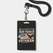 アメリカ国旗 ベテラン アメリカ空軍 フラグ バッジ (正面（ネックストラップ付）)