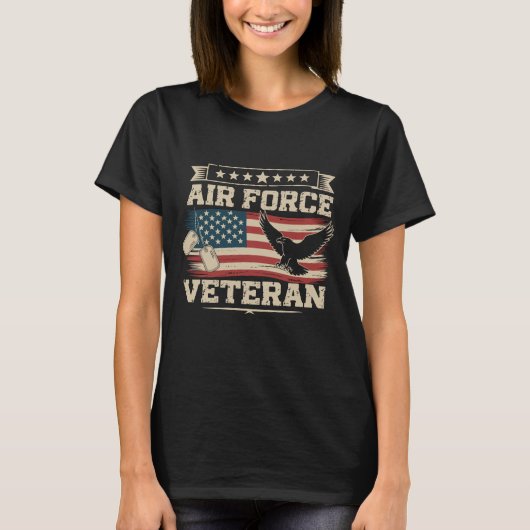 アメリカ国旗 ベテラン アメリカ空軍 フラッグ Tシャツ (正面)