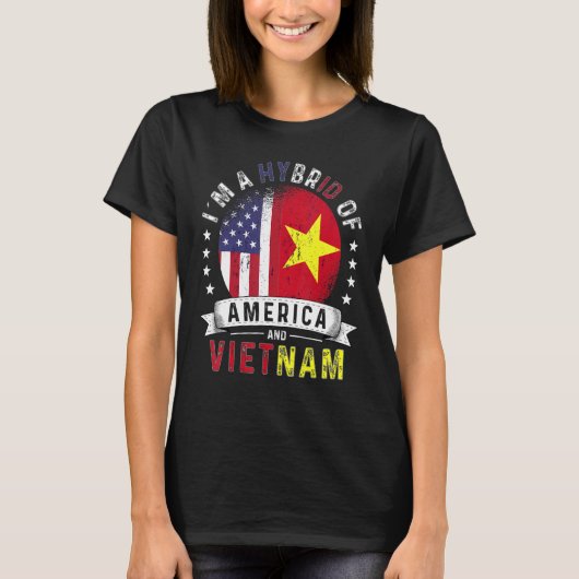 アメリカ国旗 ベトナム国旗 越僑 米国愛国者 Tシャツ (正面)