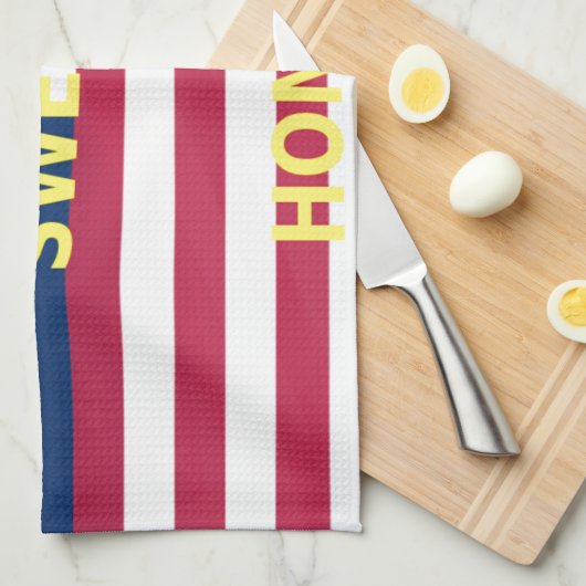 アメリカ国旗「ホームスイートホーム」アートプリント キッチンタオル (四つ折り)