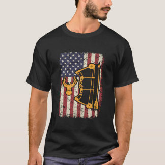 アメリカ国旗 ボウハンティング 弓 射撃 USA シカ狩り Tシャツ