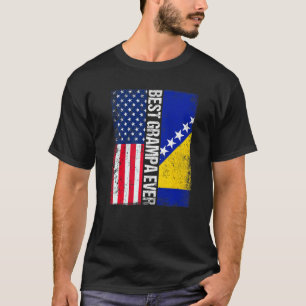 アメリカ国旗 & ボスニア・ヘルツェゴビナ国旗 ベスト グランパ Tシャツ