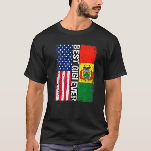 アメリカ国旗&ボリビア最高の国旗ジエバーファミリー Tシャツ (正面)