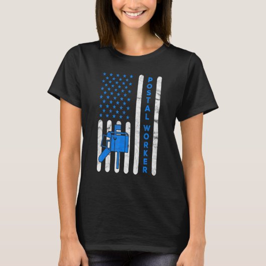 アメリカ国旗 ポスト 配達員 メールマン ポストマン Tシャツ (正面)