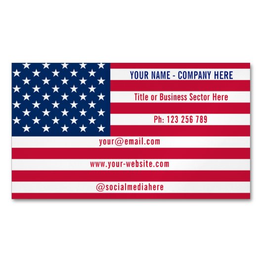 アメリカ国旗 マグネット ビジネスカード テンプレート (正面)