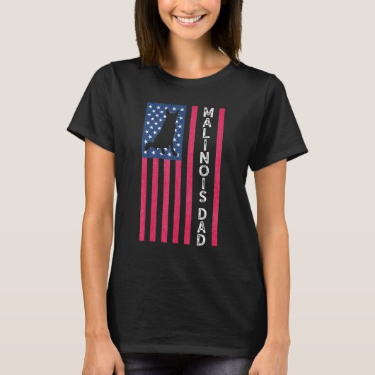 アメリカ国旗 マリノア 父 ベルジアンシェパード メンズ Tシャツ (正面)