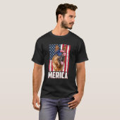 アメリカ国旗 メリカ ジャーマンシェパード 7月4日 Tシャツ (正面フル)