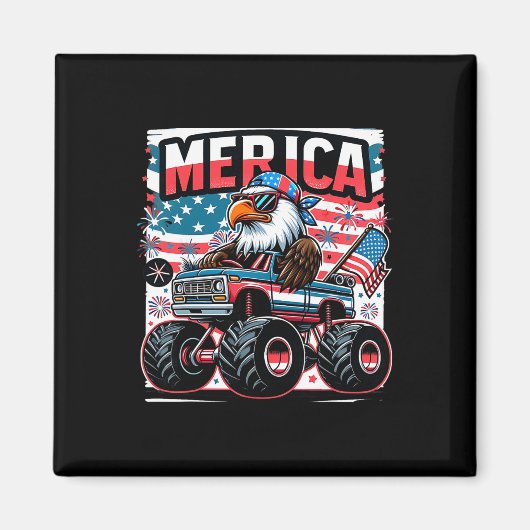 アメリカ国旗 メリカ 4th July Tシャツ 少年 キッズ マグネット (正面)