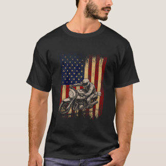 アメリカ国旗 モトクロス バイカー 7月4日 ダートバイク Tシャツ