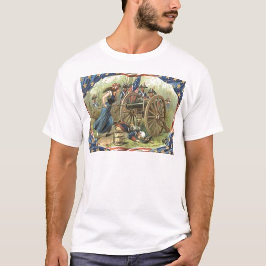 アメリカ国旗 モリー・ピッチャー 砲 Tシャツ (正面)