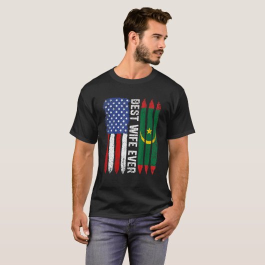 アメリカ国旗・モーリタニア最高の国旗妻エバーファム Tシャツ (正面フル)
