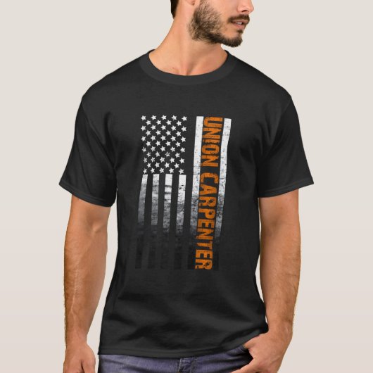 アメリカ国旗 ユニオン 大工 木工 Tシャツ (正面)