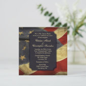 アメリカ国旗 ライト テキスト ウェディング 招待状 (スタンド正面)