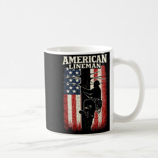 アメリカ国旗 ラインマン 電気作業員 プライド コーヒーマグカップ (右)