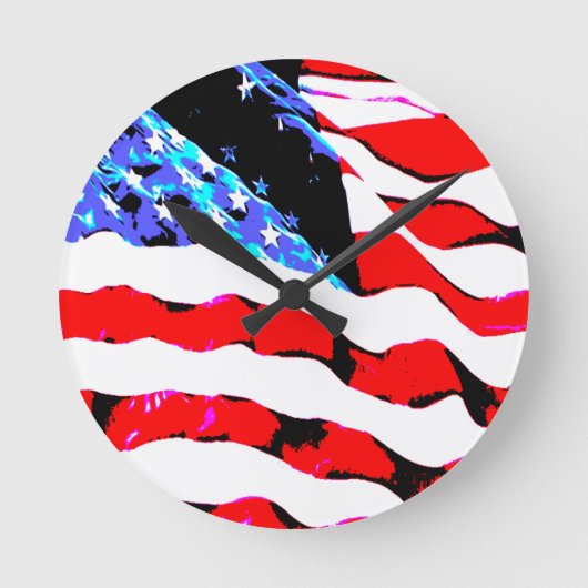 アメリカ国旗 ラウンド壁時計 (正面)