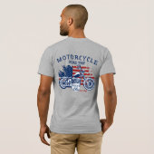 アメリカ国旗 ルート66 オートバイツアー カスタマイズ Tシャツ (裏面フル)