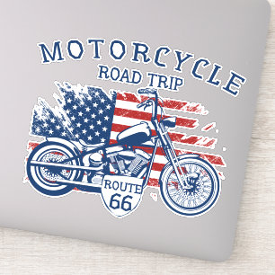 アメリカ国旗 ルート66 バイクのロードトリップ シール