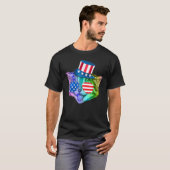 アメリカ国旗 レインボーキャット 7月4日 Tシャツ (正面フル)