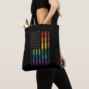 アメリカ国旗 レインボー プライド ゲイ レズビアン LGBTQ トートバッグ