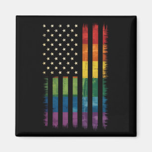 アメリカ国旗 レインボー プライド ゲイ レズビアン LGBTQ マグネット