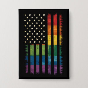 アメリカ国旗 レインボー プライド ゲイ レズビアン LGBTQ 缶バッジ