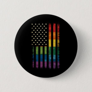 アメリカ国旗 レインボー プライド ゲイ レズビアン LGBTQ 缶バッジ