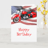 アメリカ国旗&レッドツーリングバイク カード (黄色い花)