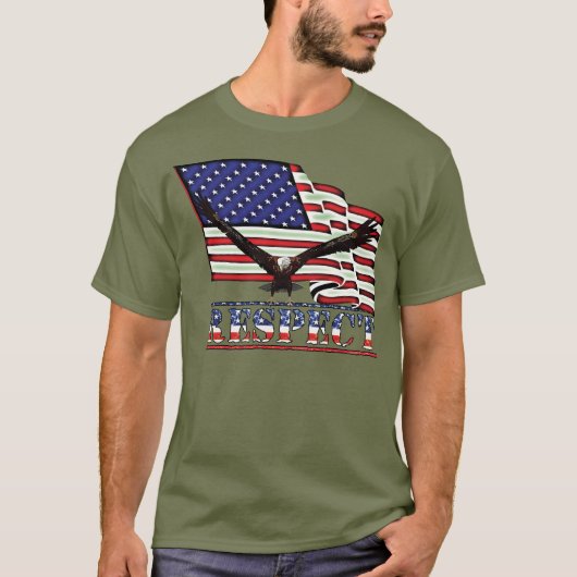 アメリカ国旗 & ワシの上にあるRESPECT Tシャツ (正面)