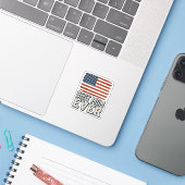 アメリカ国旗 ヴィンテージ お母さん Tシャツ デザイン_1 シール (ノートパソコンとiPhone)