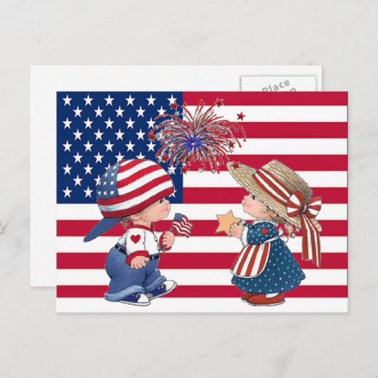 アメリカ国旗 ヴィンテージ 子供, ZSSG ポストカード (正面/裏面)
