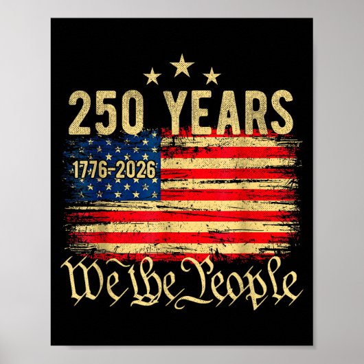 アメリカ国旗 ヴィンテージ 250周年 アメリカ 250年 ポスター (正面)