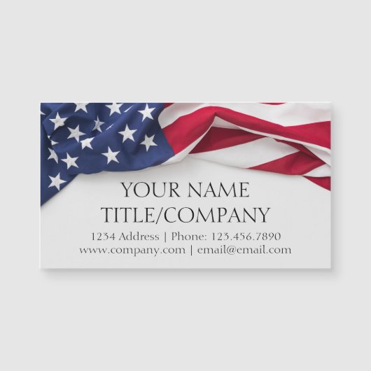 アメリカ国旗 会社名入り マグネット式 ビジネスカード (正面)