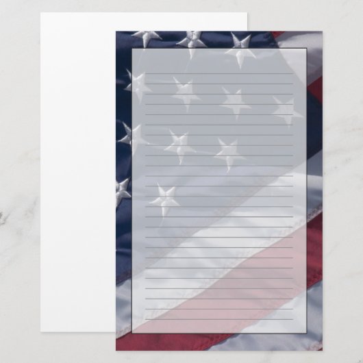 アメリカ国旗。 便箋 (正面/裏面)