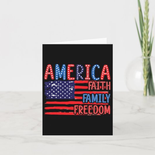 アメリカ国旗 信仰 家族 自由 4th Of July インディ カード (正面)