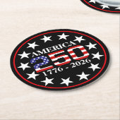 アメリカ国旗 創立250周年記念 1776-2026 ラウンドペーパーコースター (アングル)